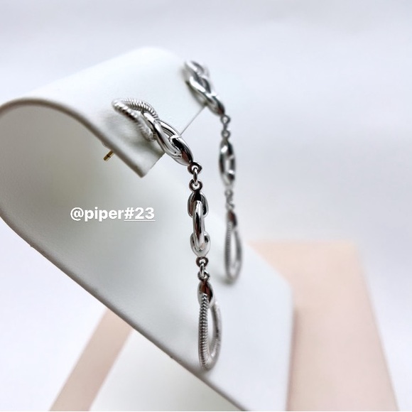 NWT Judith Ripka Eternity Linear Link Drop Sterling Silver 18K Gold Earrings - Picture 4 of 11